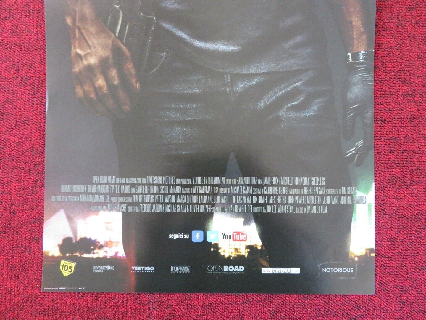 SLEEPLESS ITALIAN LOCANDINA (26.5"x12.5") POSTER JAMIE FOXX M MONAGHAN 2017 Rendezvous Cinema Movie posters