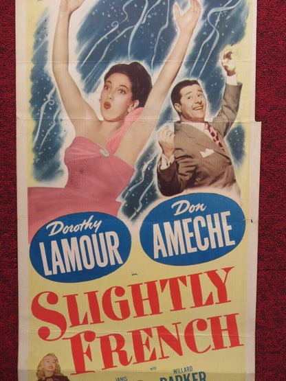 SLIGHTLY FRENCH US INSERT (14"x 36") POSTER DOROTHY LAMOUR DON AMECHE 1948 Movie posters