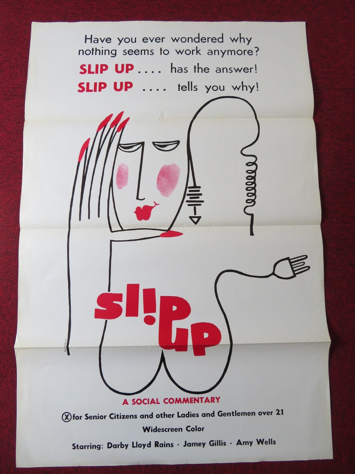 SLIP UP US TRI FOLDED ONE SHEET ROLLED POSTER DARBY LLOYD RAINS J. GILLIS 1975 Rendezvous Cinema Movie posters