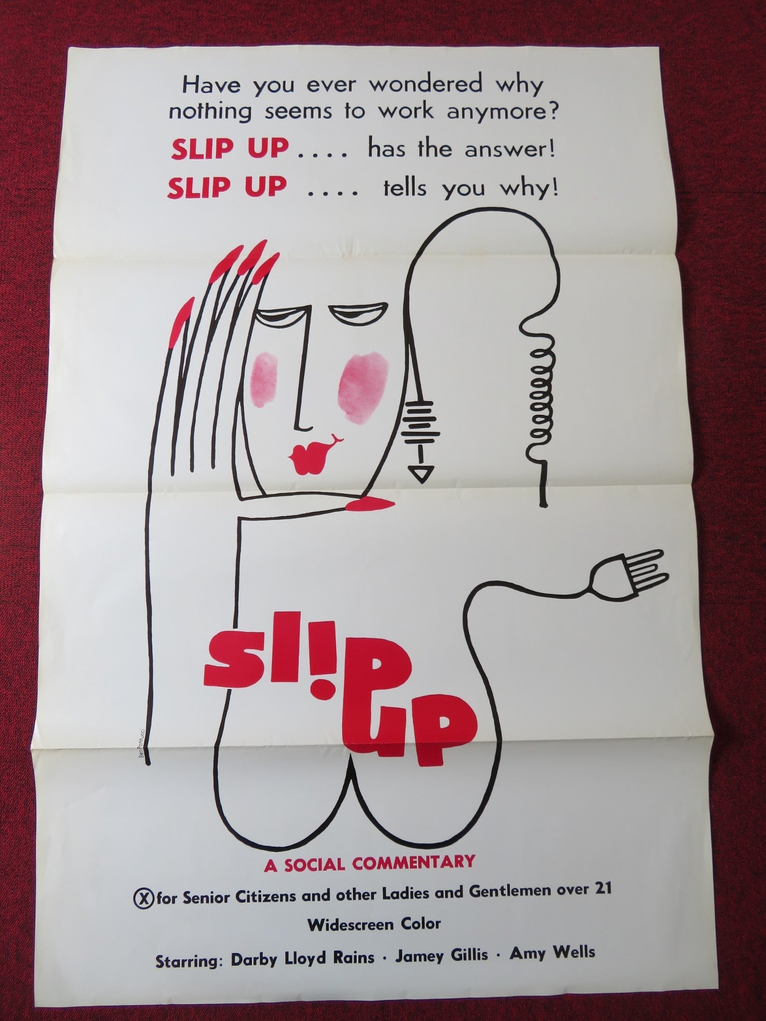 SLIP UP US TRI FOLDED ONE SHEET ROLLED POSTER DARBY LLOYD RAINS J. GILLIS 1975 Rendezvous Cinema Movie posters
