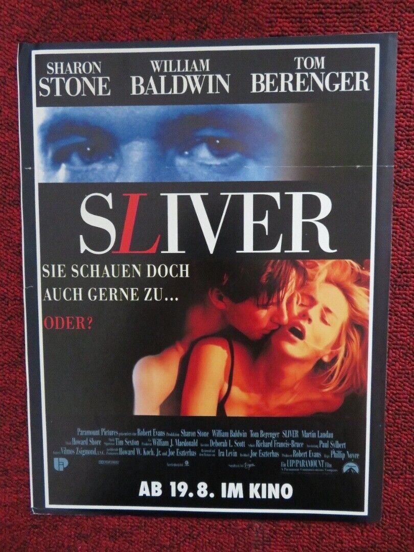 SLIVER GERMAN POSTER (11.5"x 9") SHARON STONE WILLIAM BALDWIN 1993 Movie posters