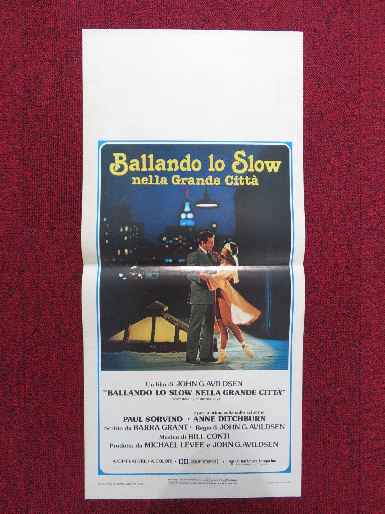 SLOW DANCING IN THE BIG CITY ITALIAN LOCANDINA POSTER P. SORVINO 1979 Rendezvous Cinema Movie posters