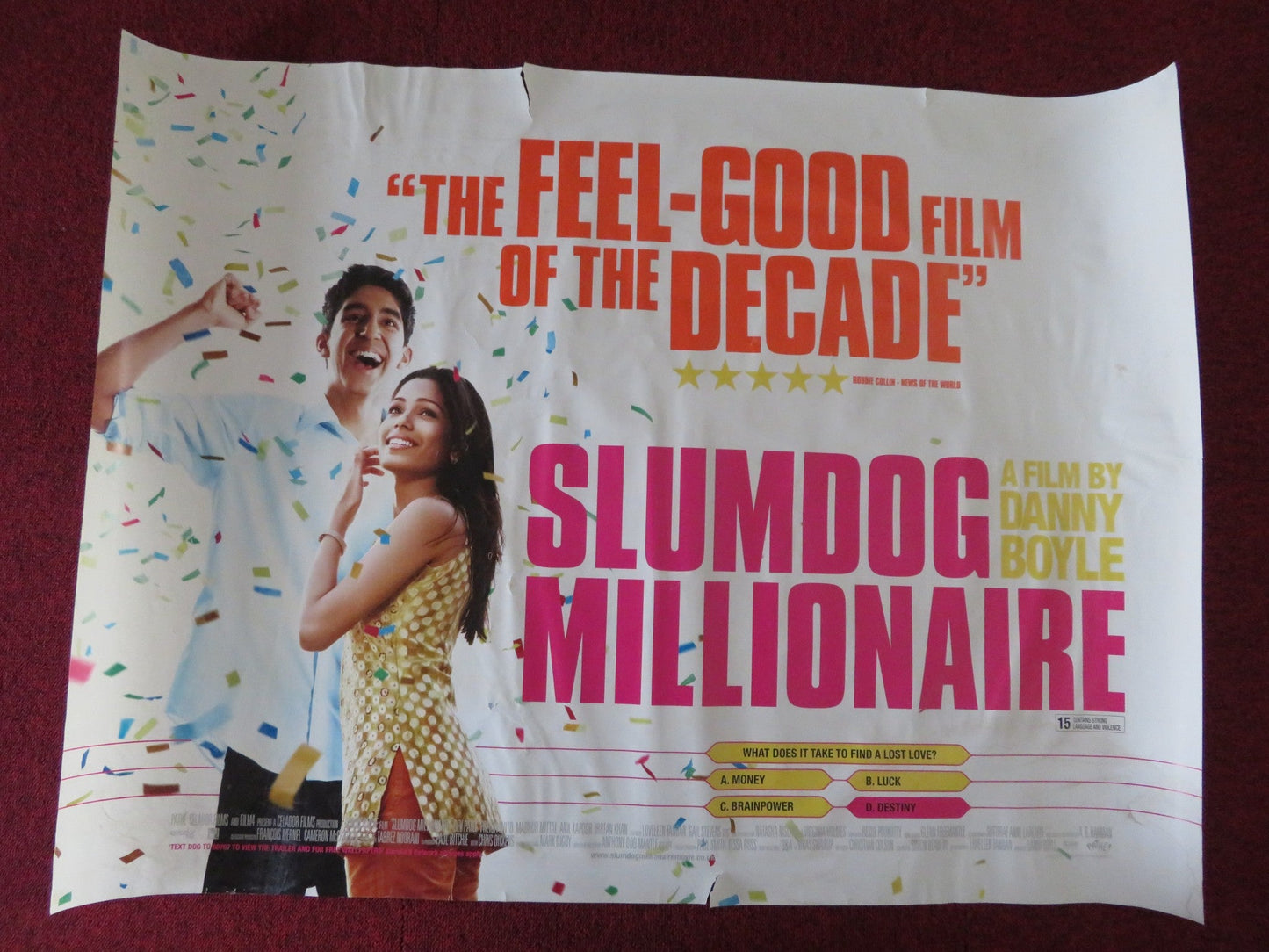 SLUMDOG MILLIONAIRE UK QUAD (30"x 40") ROLLED POSTER DANNY BOYLE DEV PATEL 2008 Rendezvous Cinema Movie posters