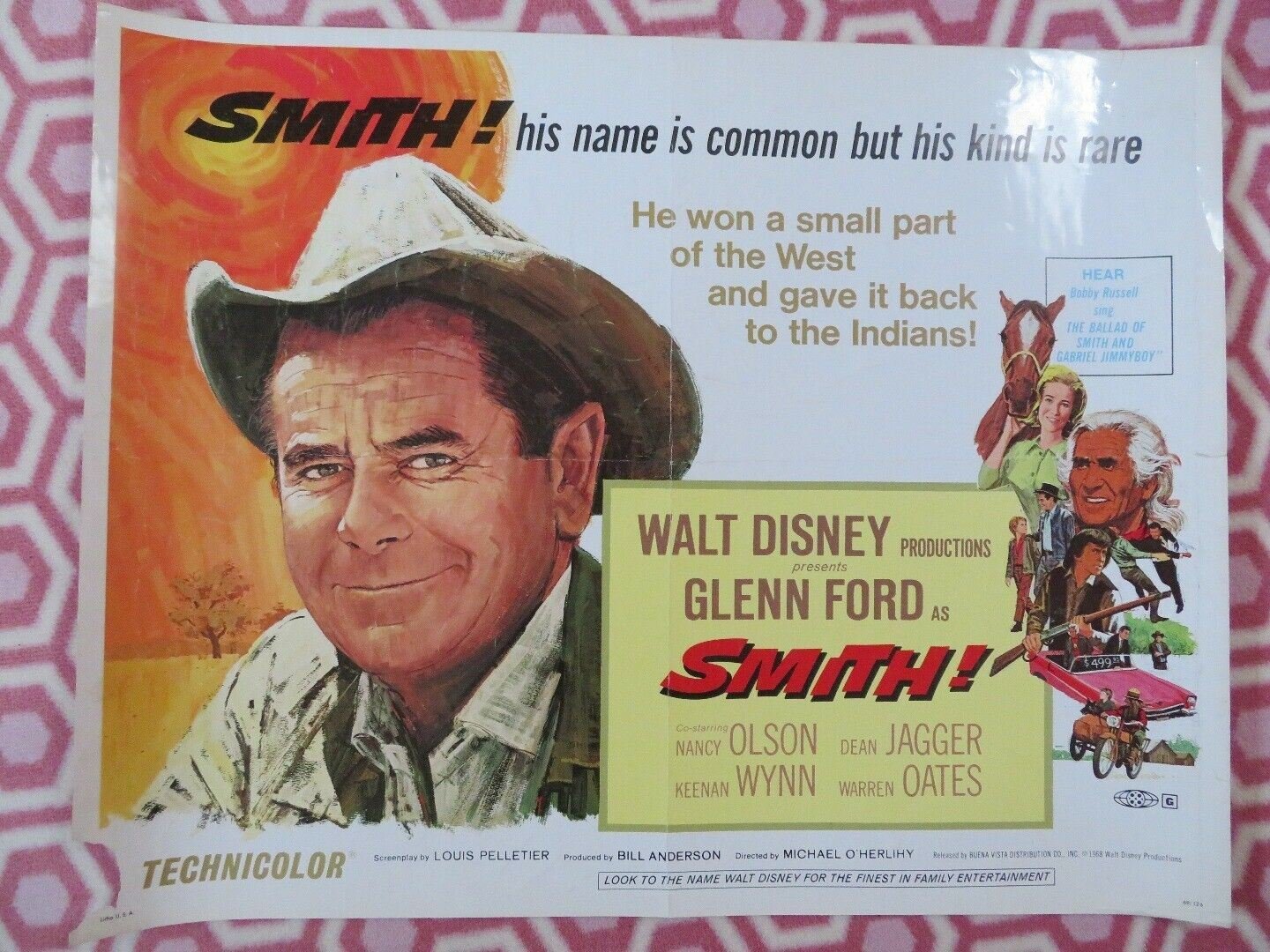 SMITH! US HALF SHEET (22"x 28") POSTER DISNEY GLENN FORD 1969 Movie posters