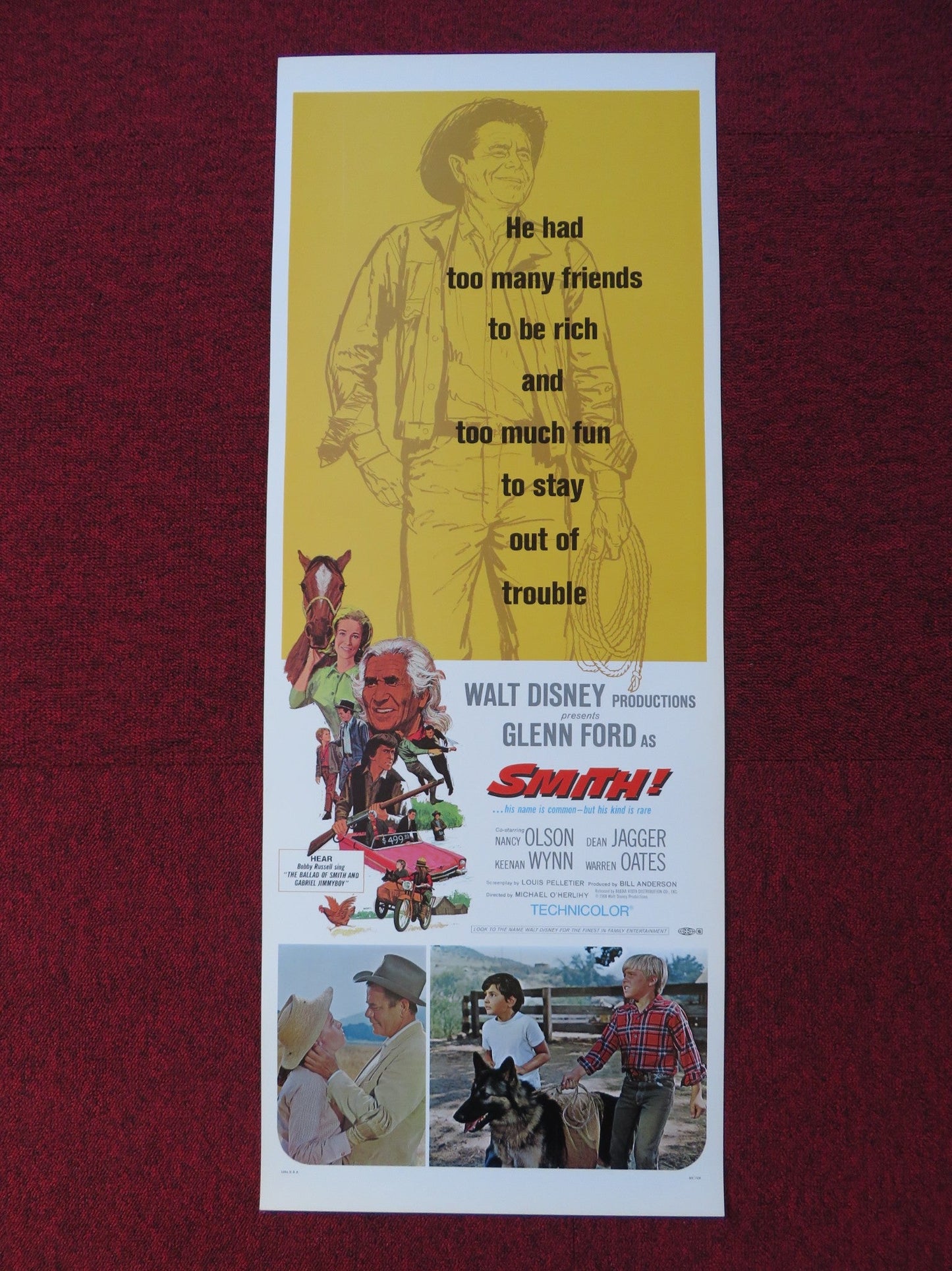 SMITH! US INSERT (14"x 36") POSTER WALT DISNEY GLENN FORD NANCY OLSON 1969 Rendezvous Cinema Movie posters