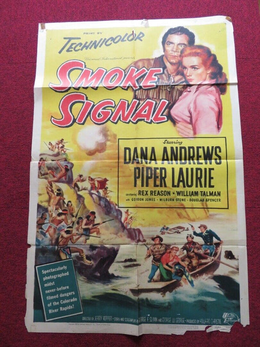 SMOKE SIGNAL FOLDED US ONE SHEET POSTER DANA ANDREWS PIPER LAURIE 1955 Movie posters