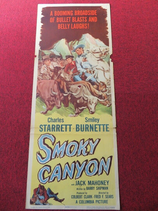 SMOKY CANYON US INSERT (14"x 36") POSTER CHARLES STARRETT SMILEY BURNETTE 1951 - Rendezvous Cinema