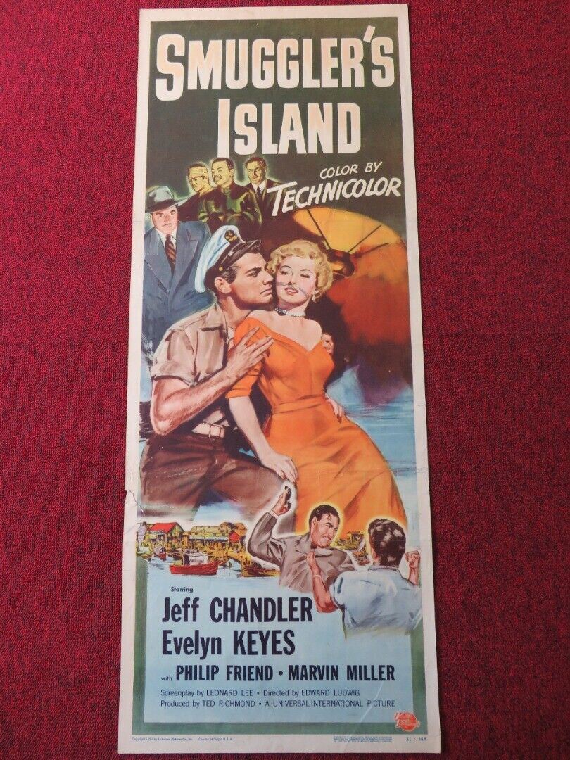 SMUGGLER'S ISLAND US INSERT (14"x 36") POSTER JEFF CHANDLER 1951 Movie posters