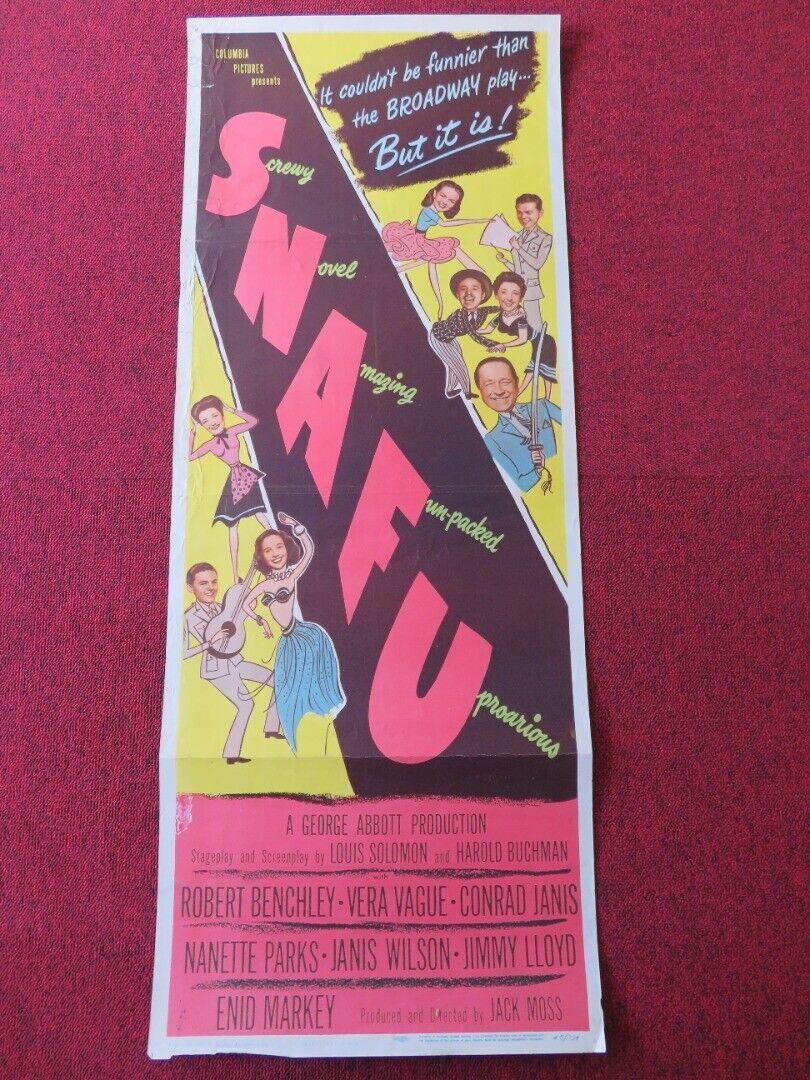 SNAFU US INSERT (14"x 36") POSTER FRANK ROBERT BENCHLEY VERA VAGUE 1945 Movie posters