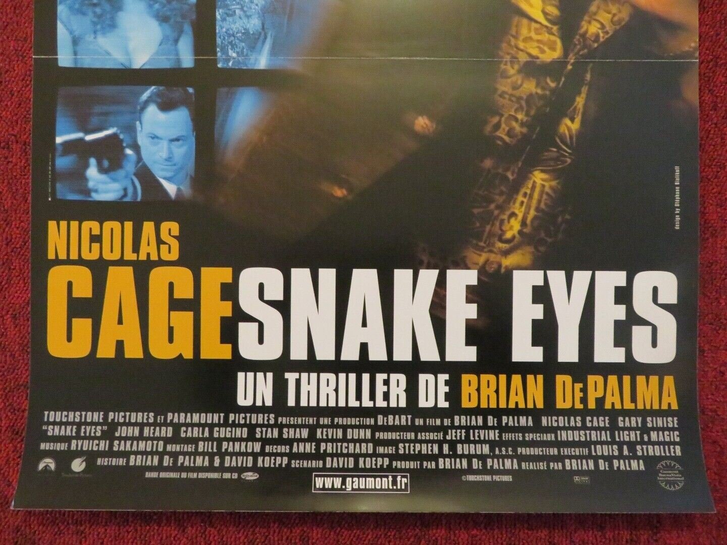 SNAKE EYES FRENCH (15"x 21") POSTER NICOLAS CAGE GARY SINISE 1998 Movie posters
