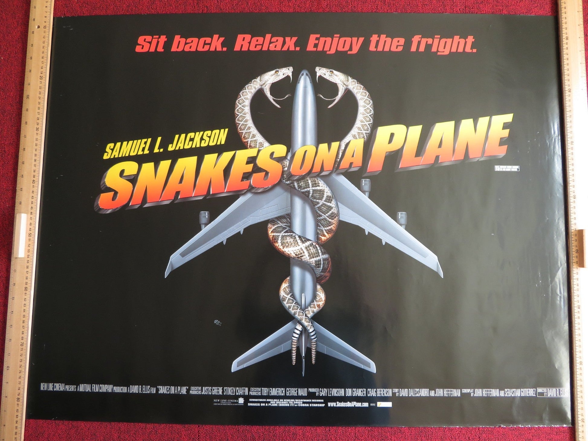 SNAKES ON A PLANE UK QUAD (30"x 40") ROLLED POSTER SAMUEL L. JACKSON 2006 Rendezvous Cinema Movie posters