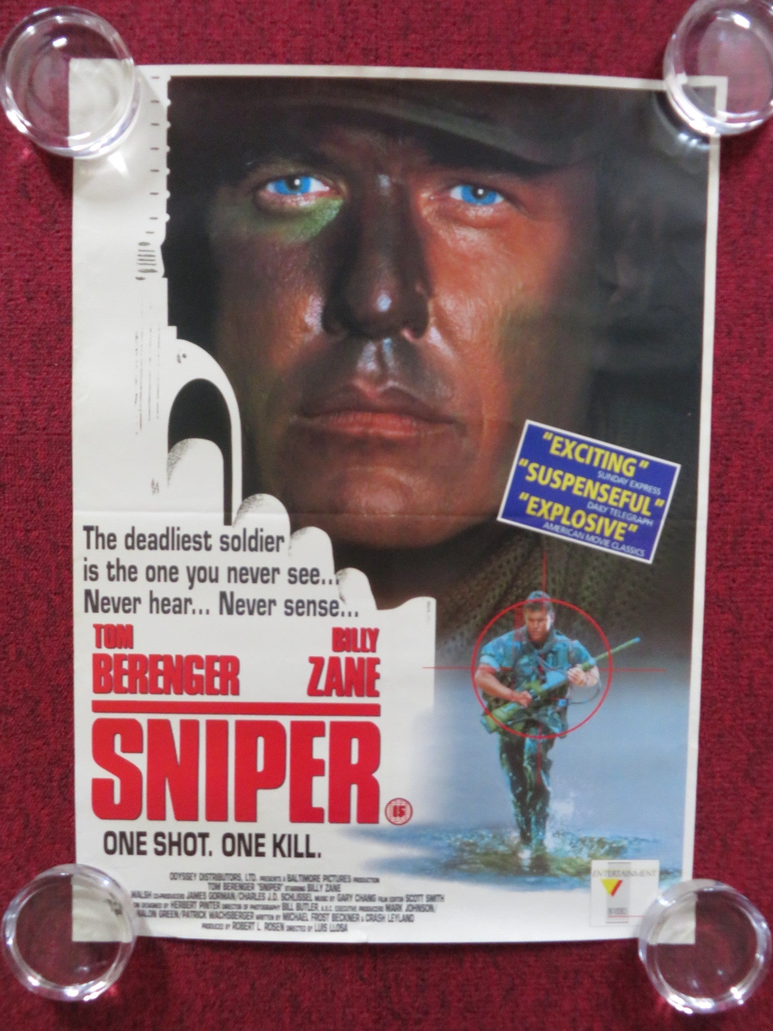 SNIPER VHS VIDEO POSTER ROLLED TOM BERENGER BILLY ZANE 1993 Rendezvous Cinema Movie posters