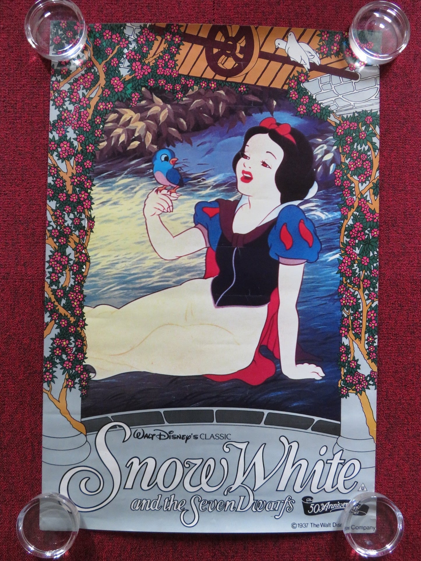 SNOW WHITE AND THE SEVEN DWARFS VHS VIDEO POSTER ROLLED DISNEY A. CASELOTTI 1987 Rendezvous Cinema Movie posters