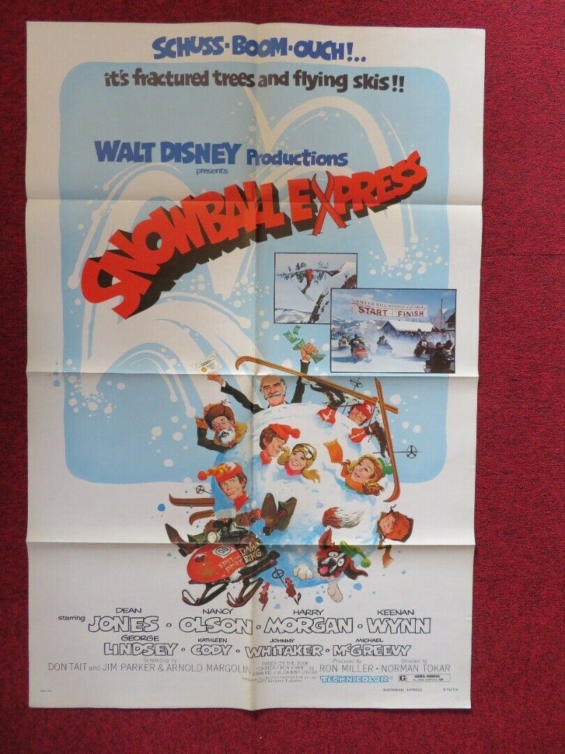 SNOWBALL EXPRESS FOLDED US ONE SHEET POSTER DEN JONES NANCY OLSON 1974 Movie posters