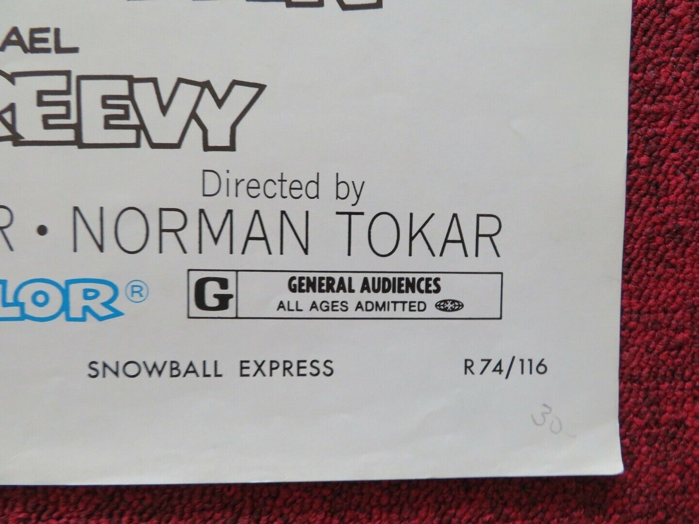 SNOWBALL EXPRESS FOLDED US ONE SHEET POSTER DEN JONES NANCY OLSON 1974 Movie posters