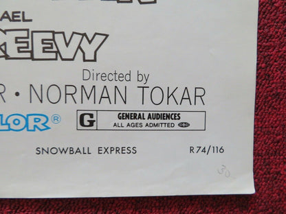 SNOWBALL EXPRESS FOLDED US ONE SHEET POSTER DEN JONES NANCY OLSON 1974 Movie posters