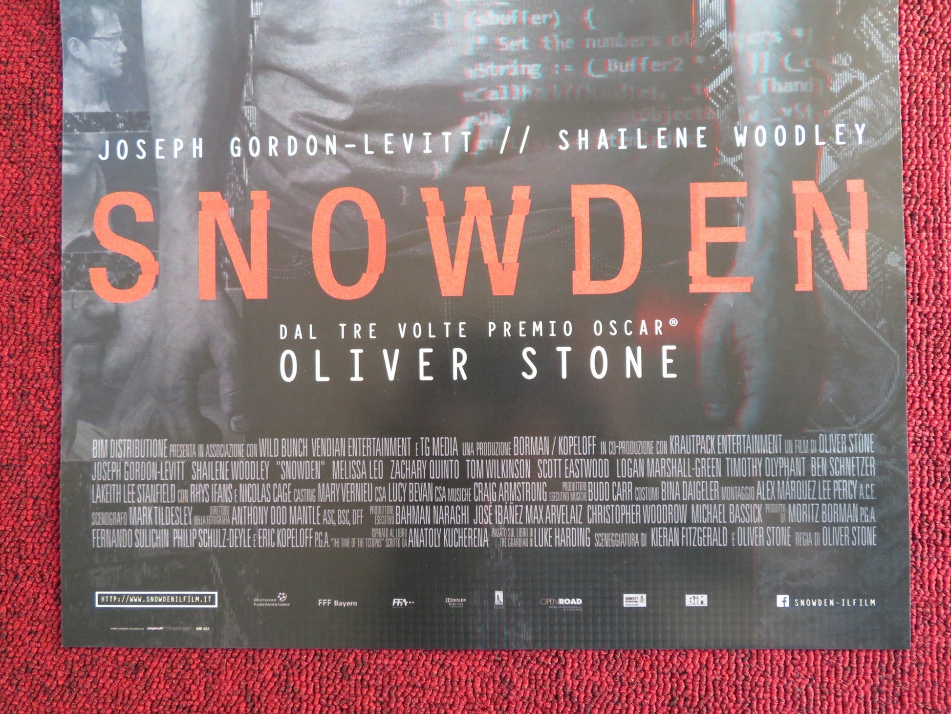 SNOWDEN ITALIAN LOCANDINA POSTER JOSEPH GORDON - LEVITT SHAILENE WOODLEY 2016 Rendezvous Cinema Movie posters