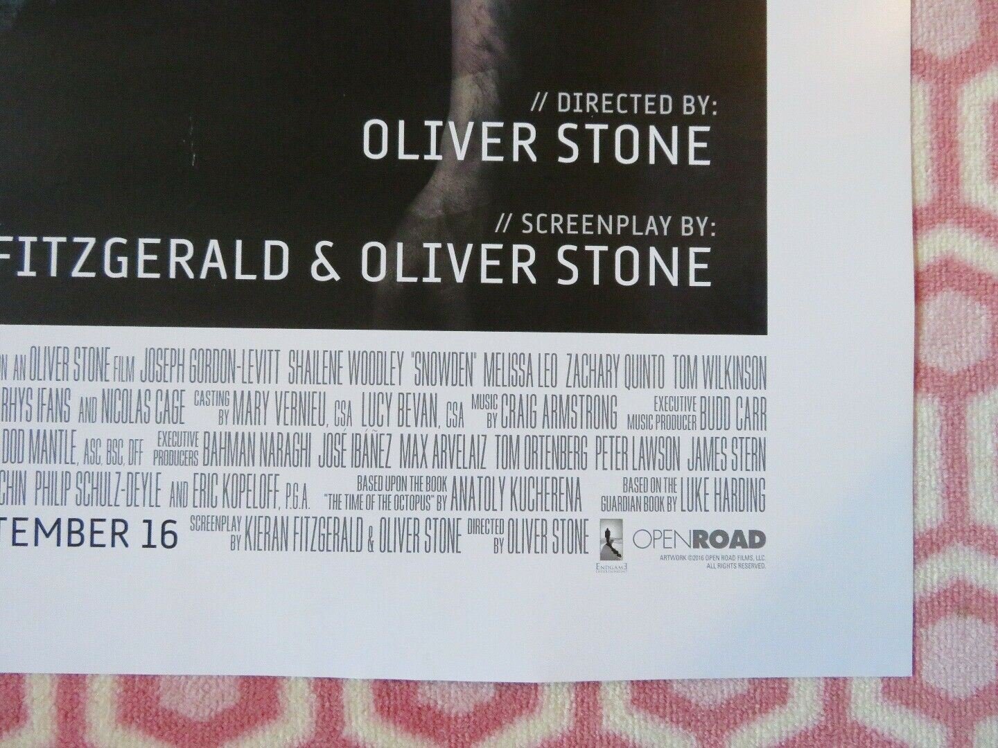 SNOWDEN US ONE SHEET ROLLED POSTER JOSEPH GORDON-LEVITT 2016 - Rendezvous Cinema