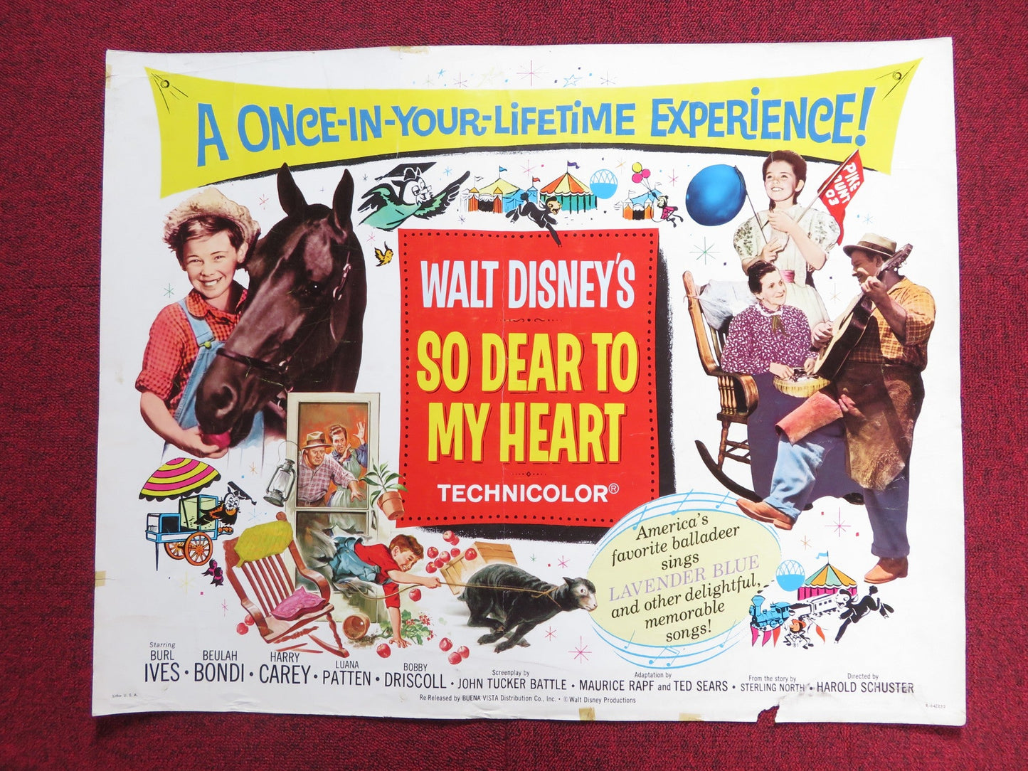 SO DEAR TO MY HEART US HALF SHEET (22"x 28") POSTER DISNEY BURL IVES BONDI 1964 Rendezvous Cinema Movie posters