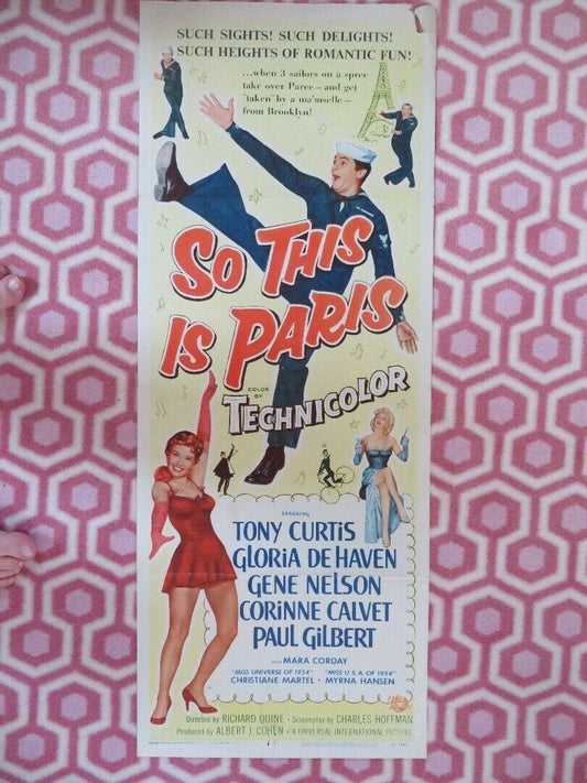 SO THIS IS PARIS US INSERT (14"x 36") POSTER GENE NELSON TONY CURTIS 1954 - Rendezvous Cinema