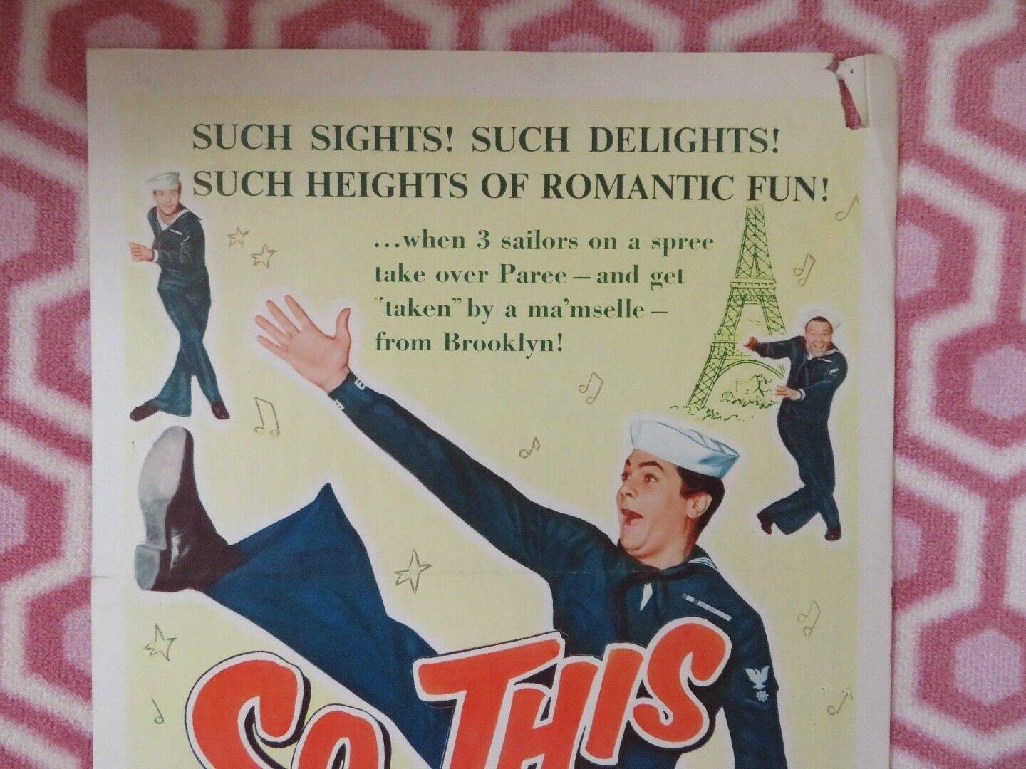 SO THIS IS PARIS US INSERT (14"x 36") POSTER GENE NELSON TONY CURTIS 1954 - Rendezvous Cinema