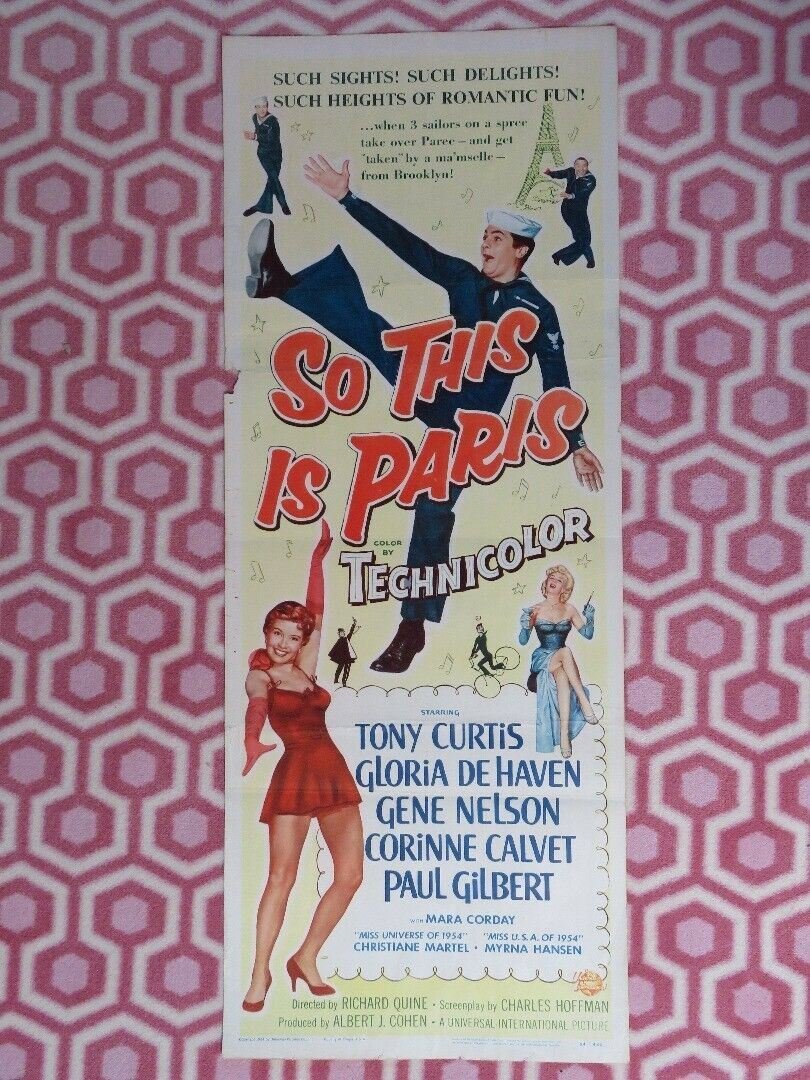 SO THIS IS PARIS US INSERT (14"x 36") POSTER TONY CURIS GLORIA DE HAVEN 1954 Movie posters