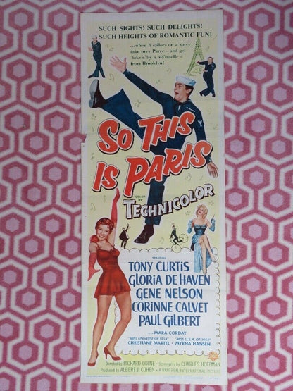 SO THIS IS PARIS US INSERT (14"x 36") POSTER TONY CURIS GLORIA DE HAVEN 1954 Movie posters