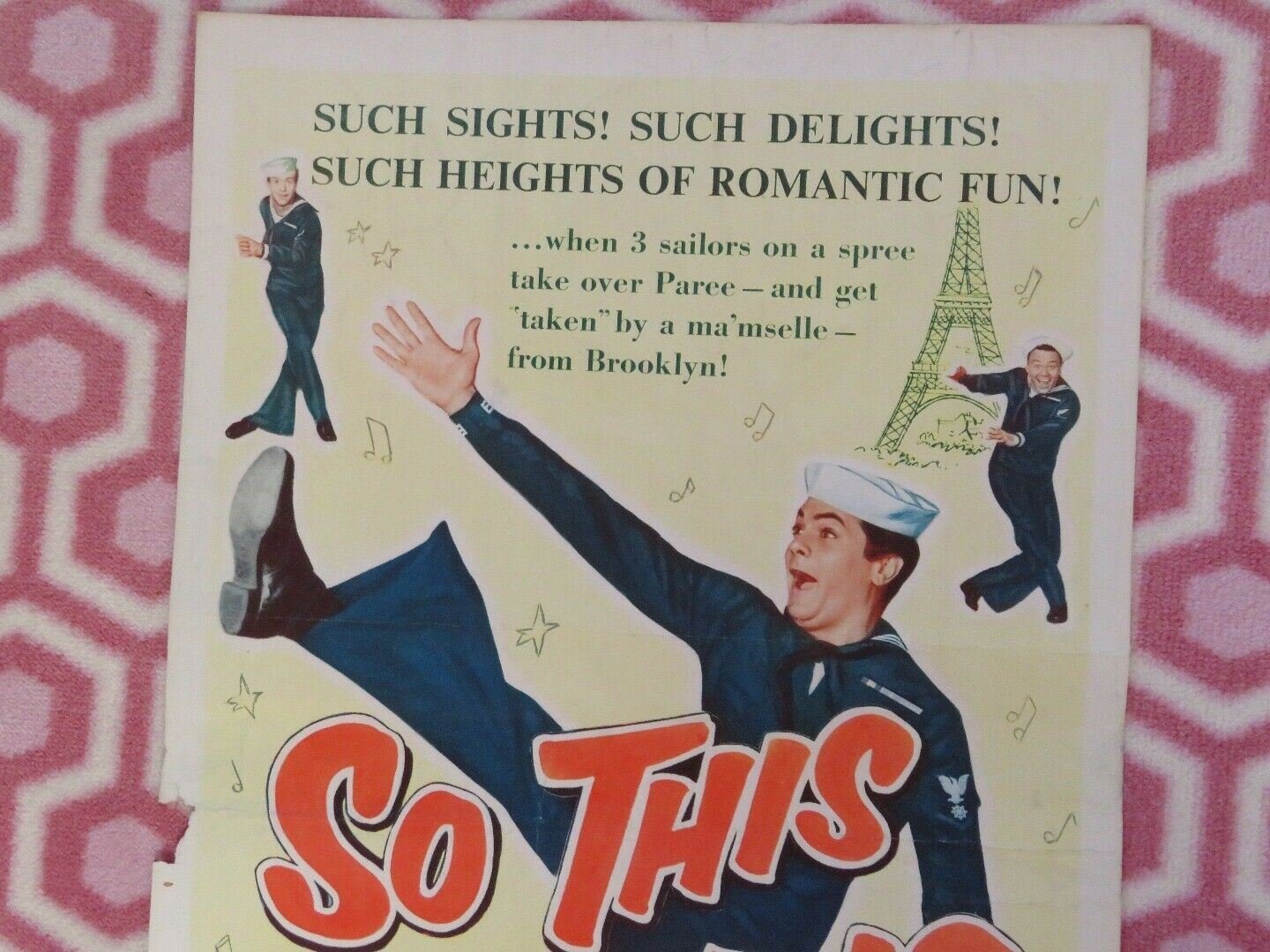 SO THIS IS PARIS US INSERT (14"x 36") POSTER TONY CURIS GLORIA DE HAVEN 1954 Movie posters