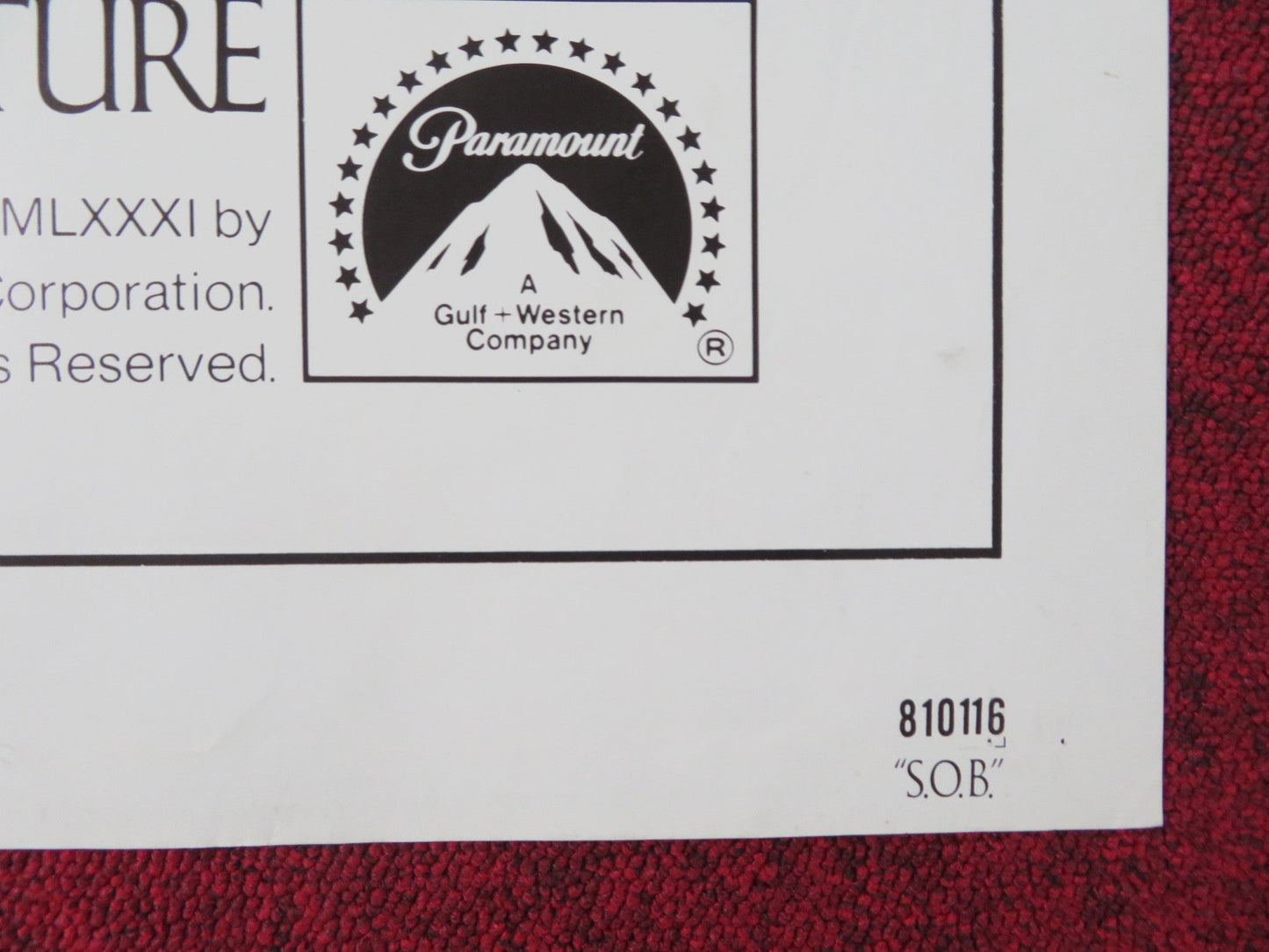 S.O.B FOLDED US ONE SHEET POSTER JULIE ANDREWS WILLIAM HOLDEN 1981 Rendezvous Cinema Movie posters