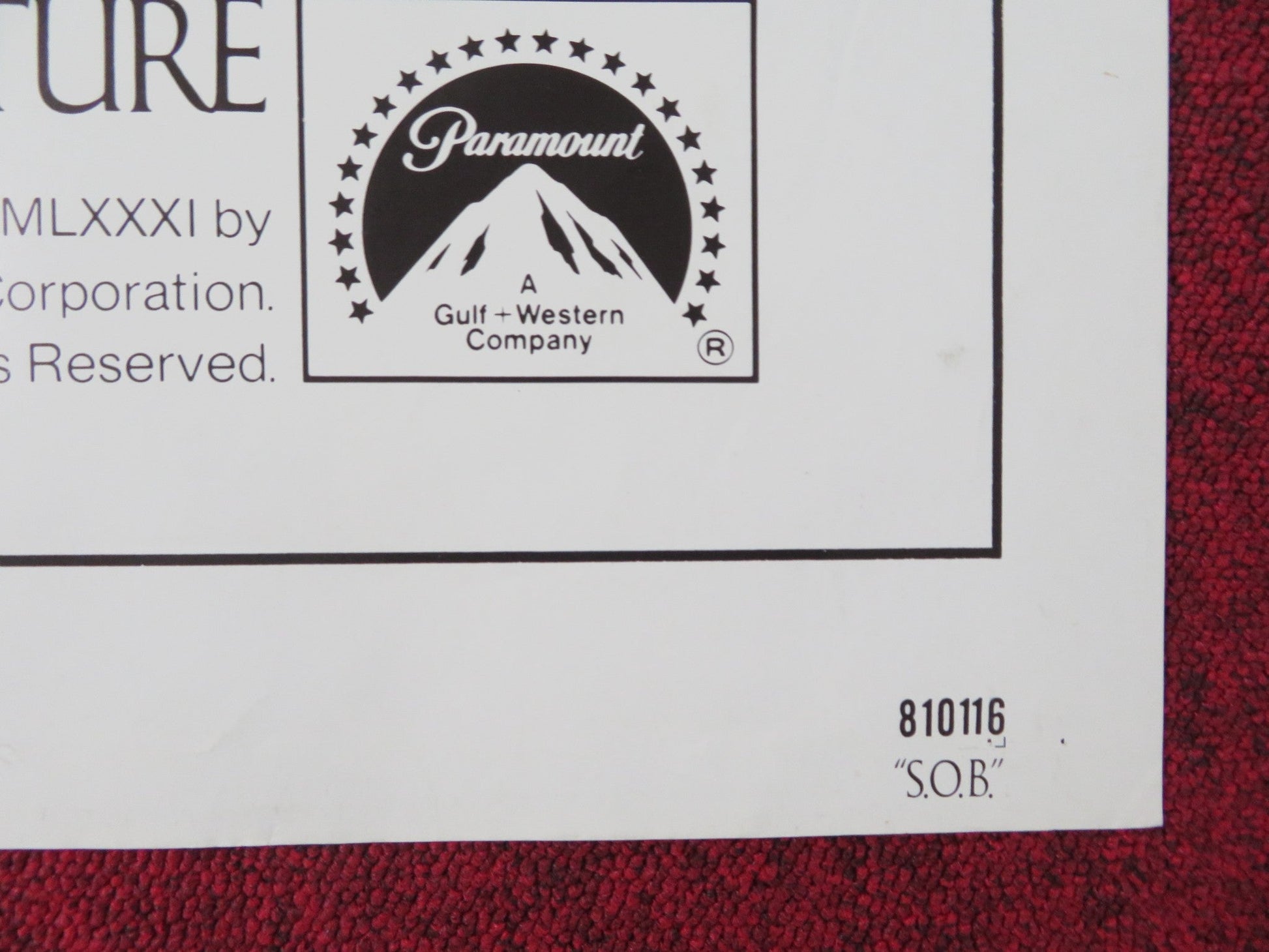 S.O.B FOLDED US ONE SHEET POSTER JULIE ANDREWS WILLIAM HOLDEN 1981 Rendezvous Cinema Movie posters