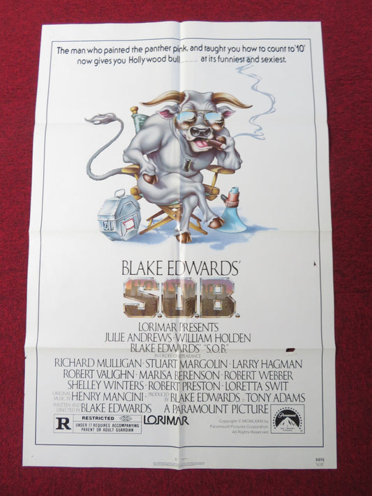 S.O.B FOLDED US ONE SHEET POSTER JULIE ANDREWS WILLIAM HOLDEN 1981 Rendezvous Cinema Movie posters