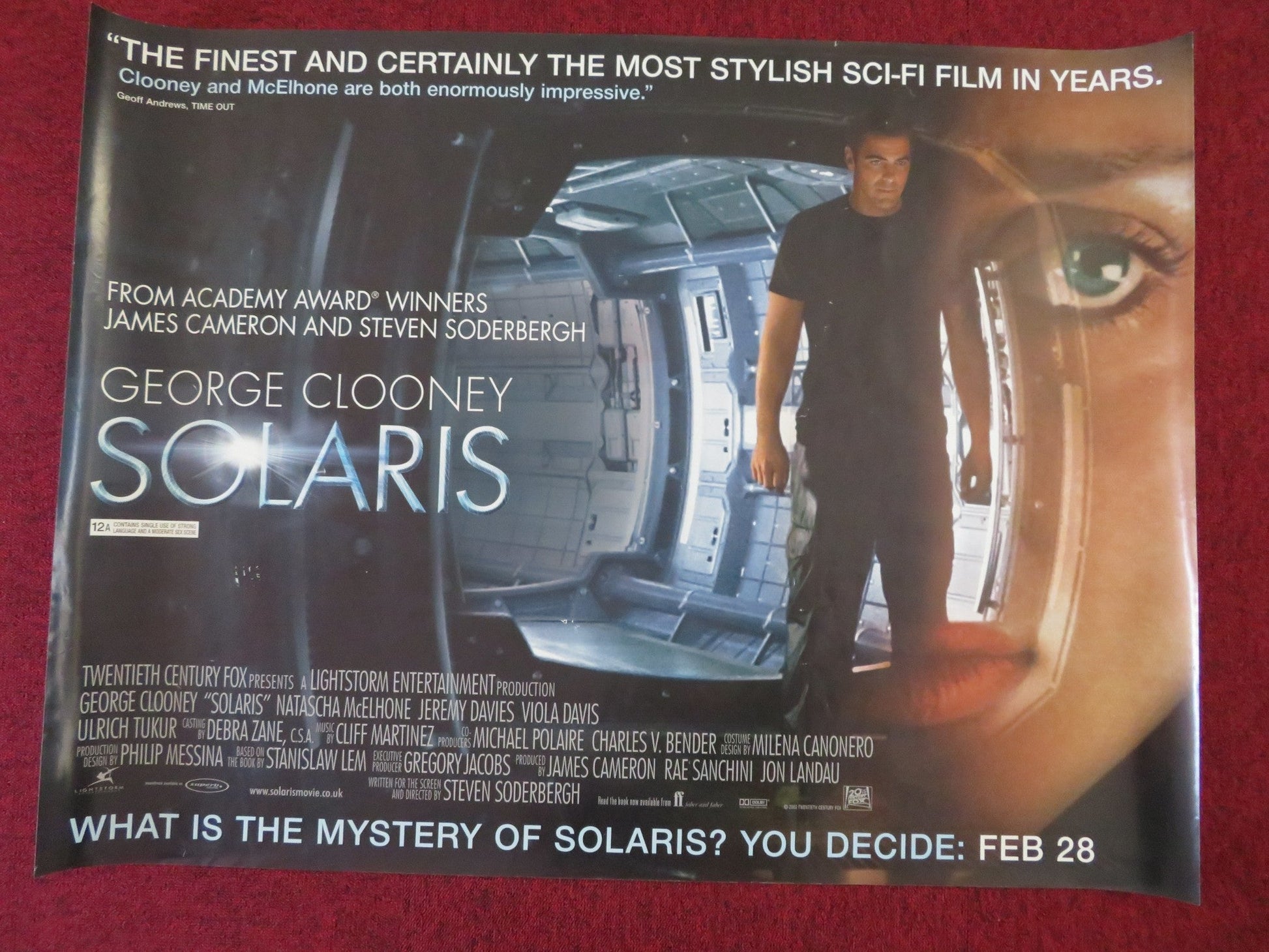 SOLARIS UK QUAD (30"x 40") ROLLED POSTER GEORGE CLOONEY NATASCHA MCELHONE 2002 Rendezvous Cinema Movie posters