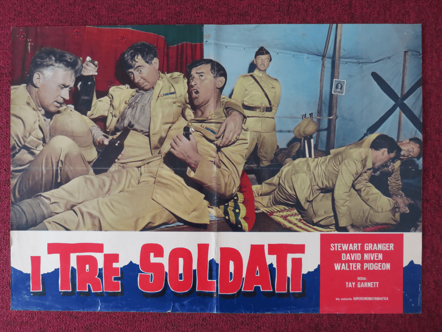 SOLDIERS THREE ITALIAN FOTOBUSTA POSTER STEWART GRANGER DAVID NIVEN 1951 - Rendezvous Cinema