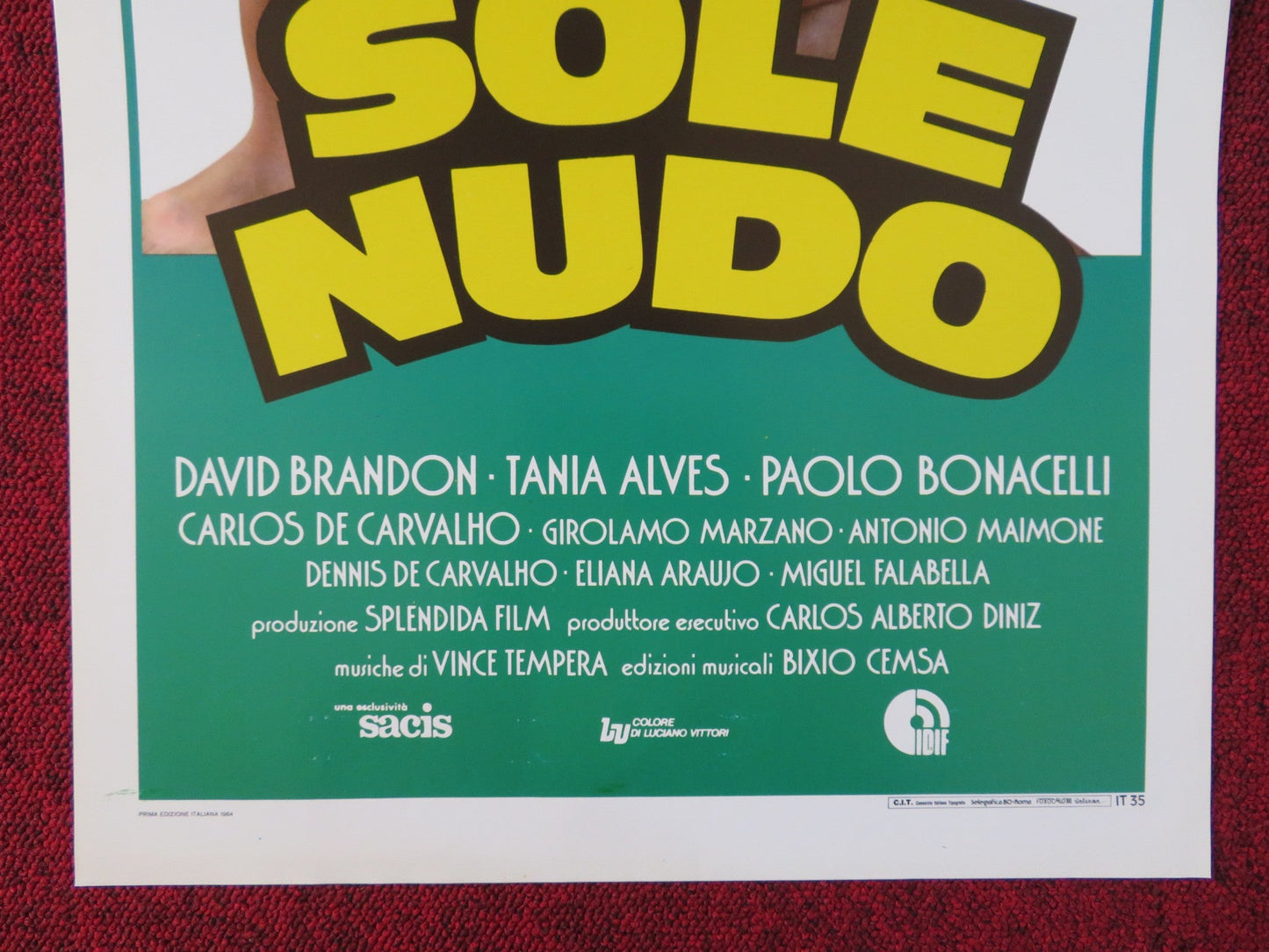 SOLE NUDO / THE NAKED SUN ITALIAN LOCANDINA POSTER DAVID BRANDON T. ALVES 1984 Rendezvous Cinema Movie posters