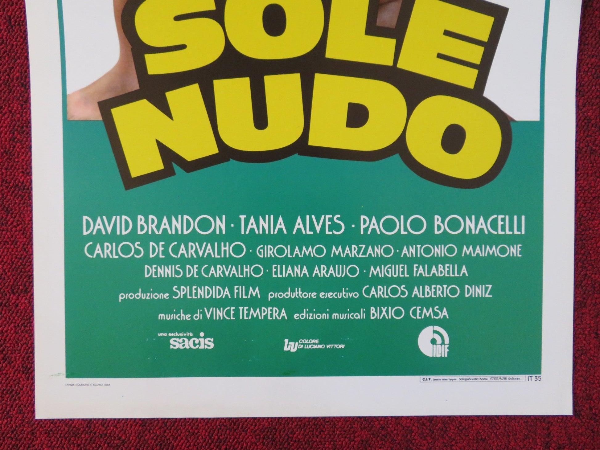 SOLE NUDO / THE NAKED SUN ITALIAN LOCANDINA POSTER DAVID BRANDON T. ALVES 1984 Rendezvous Cinema Movie posters