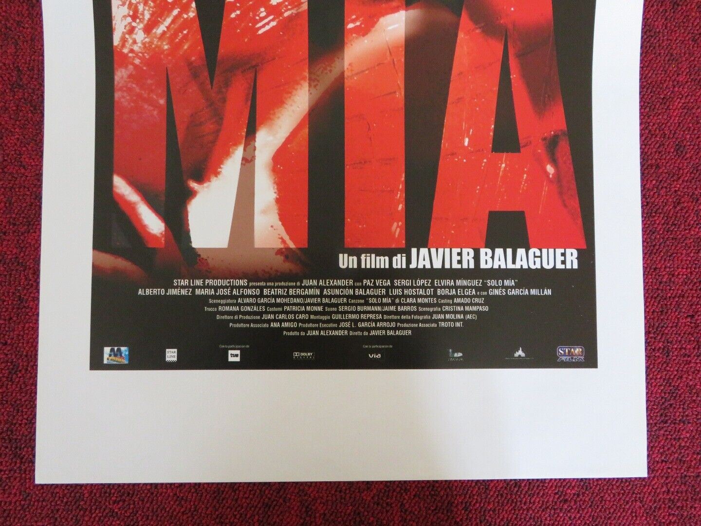 SOLO MIA ITALIAN LOCANDINA (27.5"x13") POSTER SERGI LOPEZ PAZ VEGA 2001 - Rendezvous Cinema