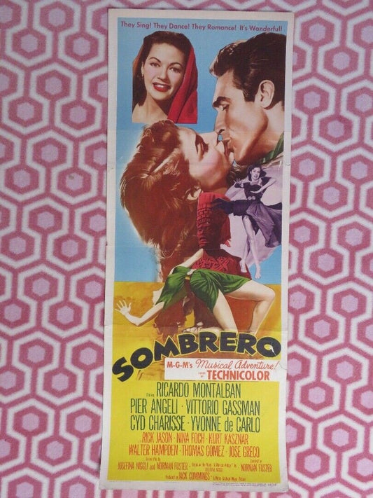 SOMBRERO US INSERT (14"x 36") POSTER RICARDO MONTALBAN PIER ANGELI 1953 Movie posters