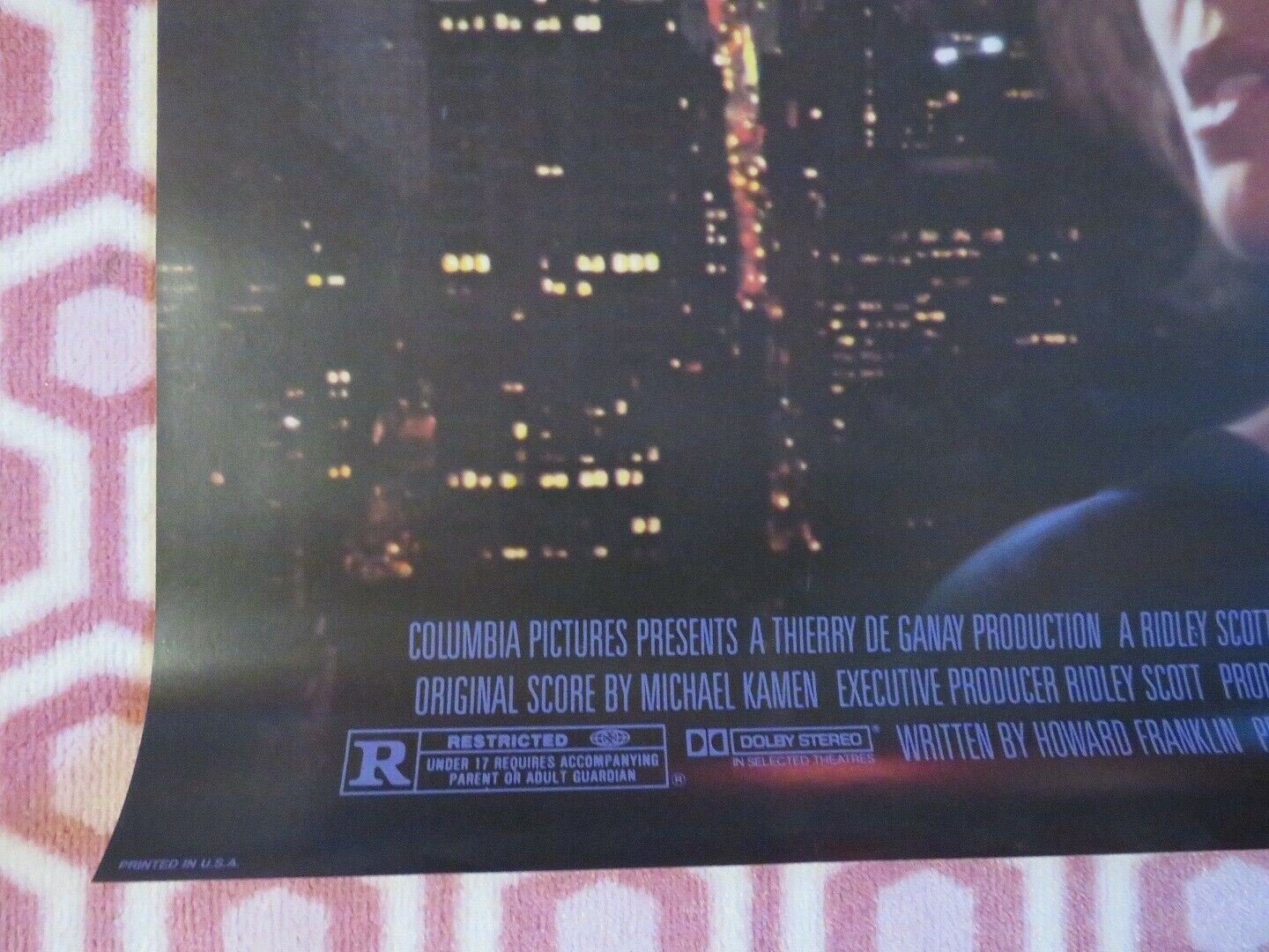 SOMEONE TO WATCH OVER ME US ONE SHEET ROLLED POSTER RIDLEY SCOTT TOM BERENGER Movie posters