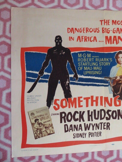 SOMETHING OF VALUE US HALF SHEET (22"x 28") POSTER SIDNEY POITIER 1957 Rendezvous Cinema Movie posters