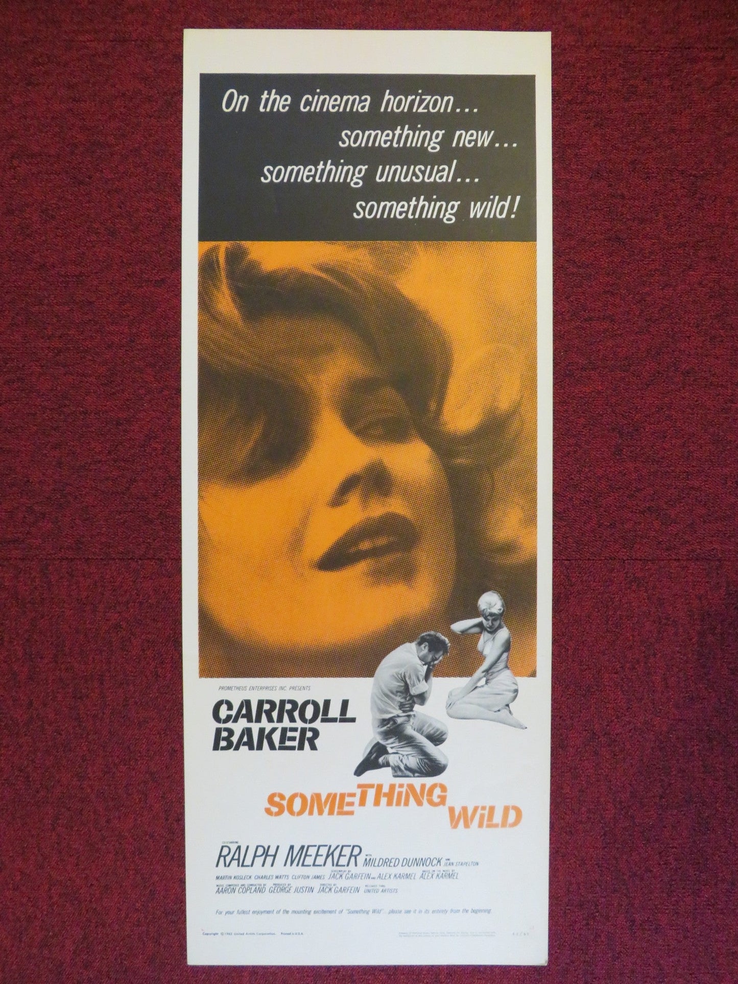 SOMETHING WILD US INSERT (14"x 36") POSTER CARROLL BAKER RALPH MEEKER 1962 Rendezvous Cinema Movie posters