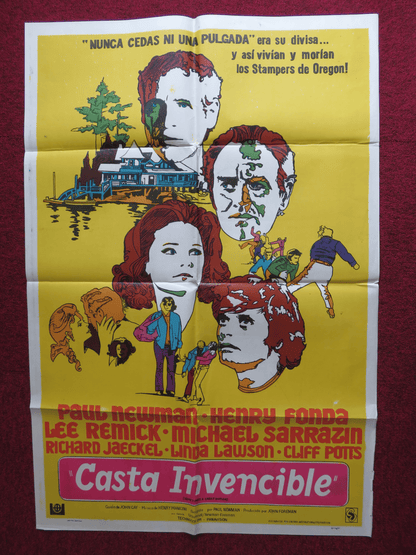 SOMETIMES A GREAT NOTION FOLDED ARGENTINA ONE SHEET POSTER P. NEWMAN FONDA '71 Rendezvous Cinema Movie posters