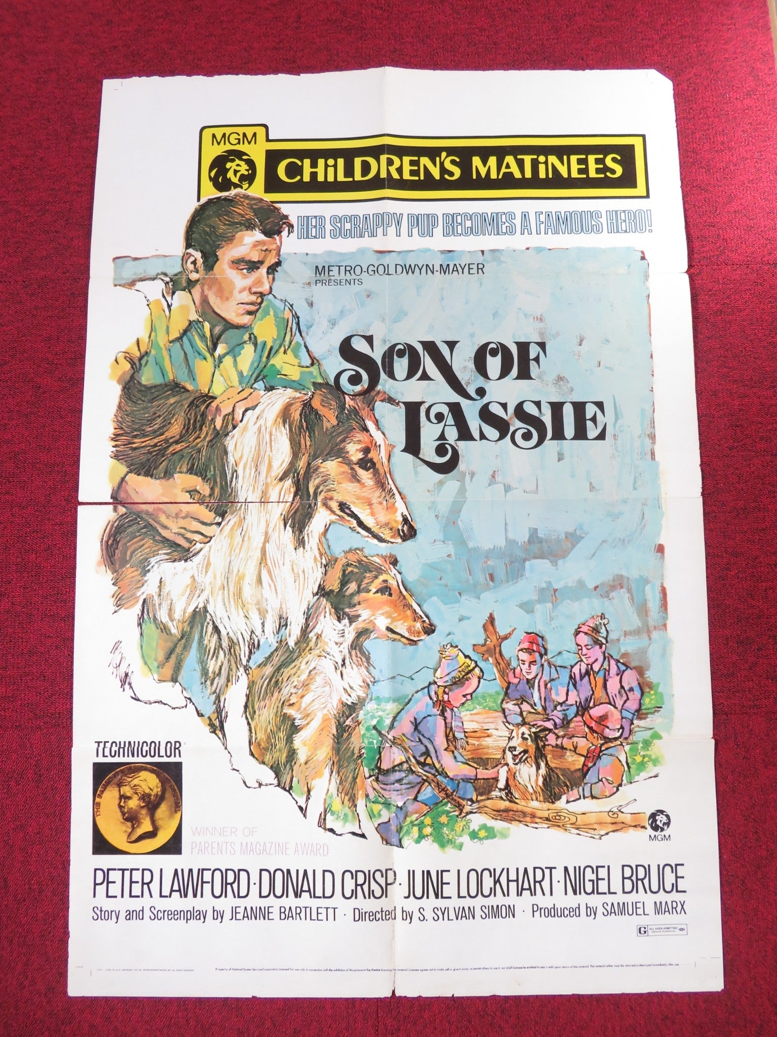 SON OF LASSIE FOLDED US ONE SHEET POSTER PETER LAWFORD DONALD CRISP 1971 Rendezvous Cinema Movie posters
