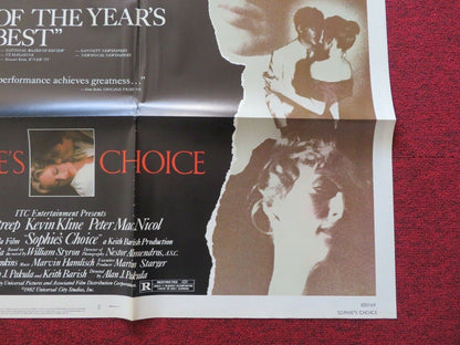 SOPHIE'S CHOICE FOLDED US ONE SHEET POSTER MERYL STREEP KEVIN KLINE 1982 Movie posters