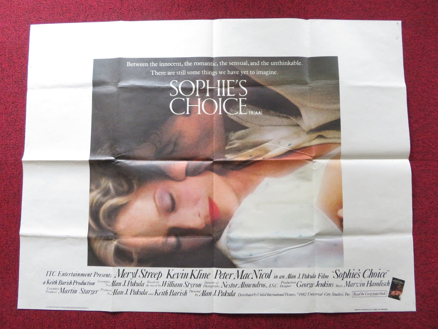SOPHIE'S CHOICE UK QUAD POSTER FOLDED MERYL STREEP PETER MACNICOL 1982 Rendezvous Cinema Movie posters