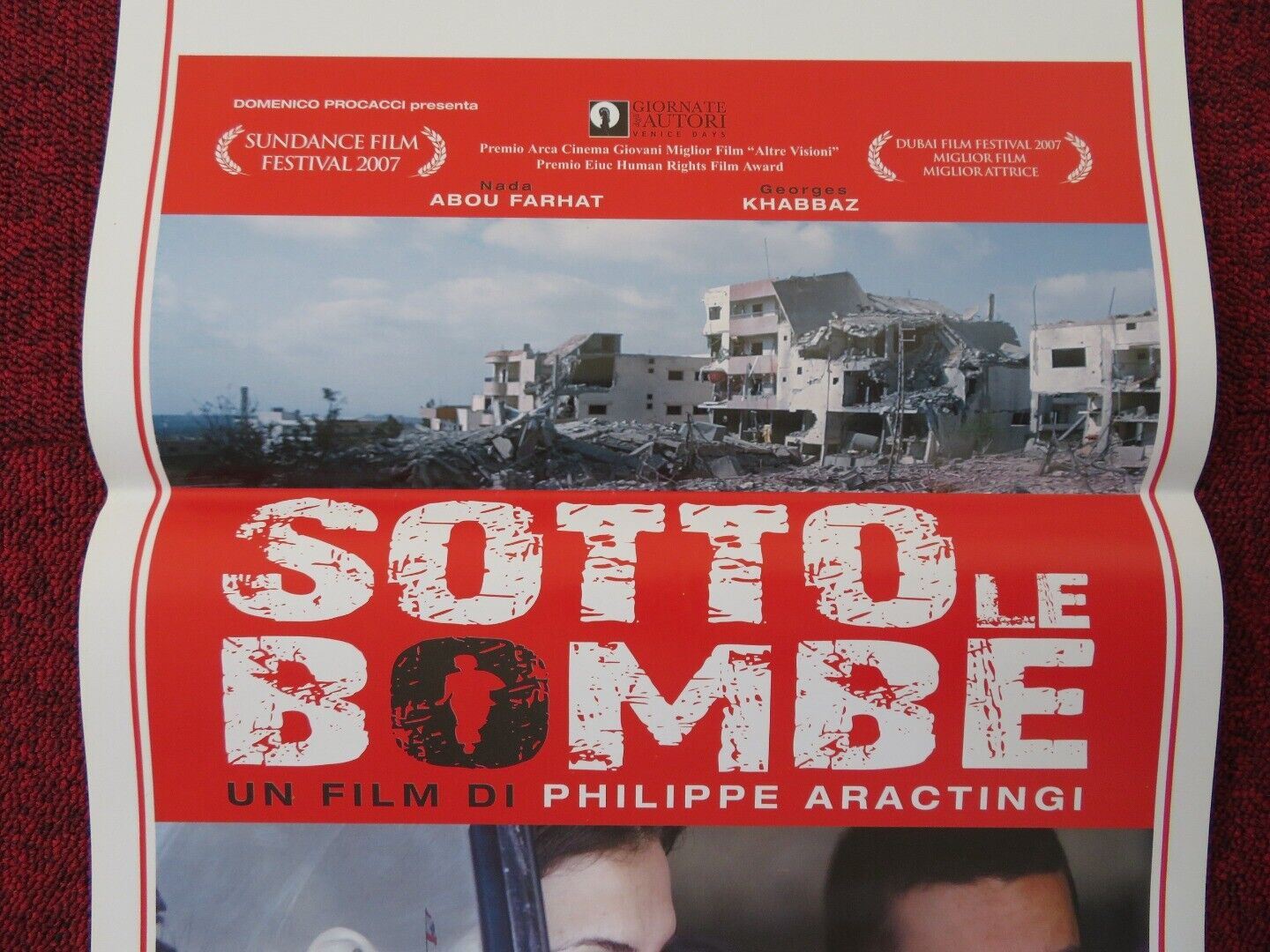 SOTTO LE BOMBE ITALIAN LOCANDINA (27.5"x13") POSTER PHILIPPE ARACTINGI 2008 Movie posters