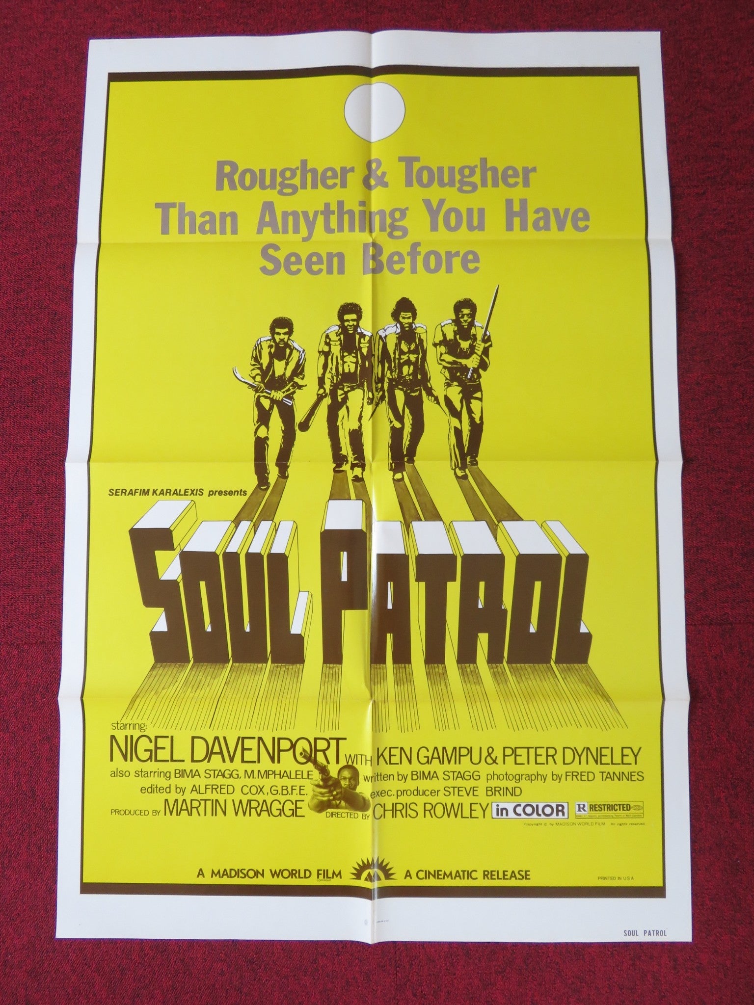 SOUL PATROL / DEATH OF A SNOWMAN FOLDED US ONE SHEET POSTER NIGEL DAVENPORT 1976 Rendezvous Cinema Movie posters