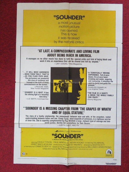 SOUNDER FOLDED US ONE SHEET POSTER CICELY TYSON 1972 Movie posters