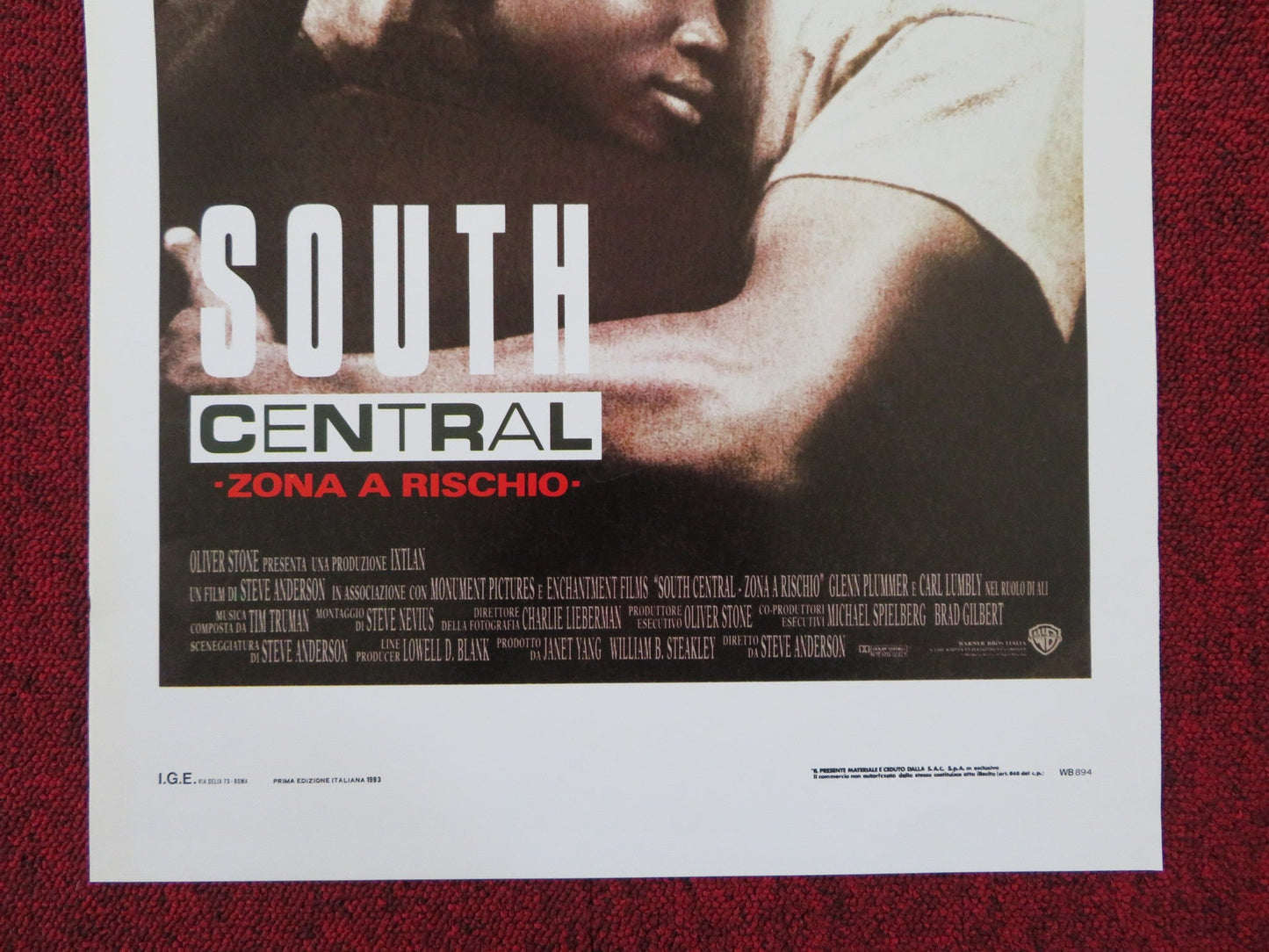 SOUTH CENTRAL ITALIAN LOCANDINA POSTER GLENN PLUMMER BRYON MINNS 1993 Rendezvous Cinema Movie posters