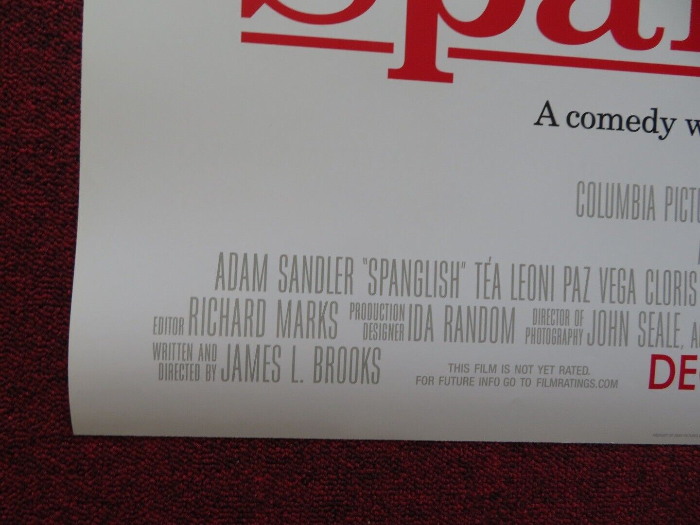 SPANGLISH US ONE SHEET ROLLED POSTER ADAM SANDLER 2004 Movie posters