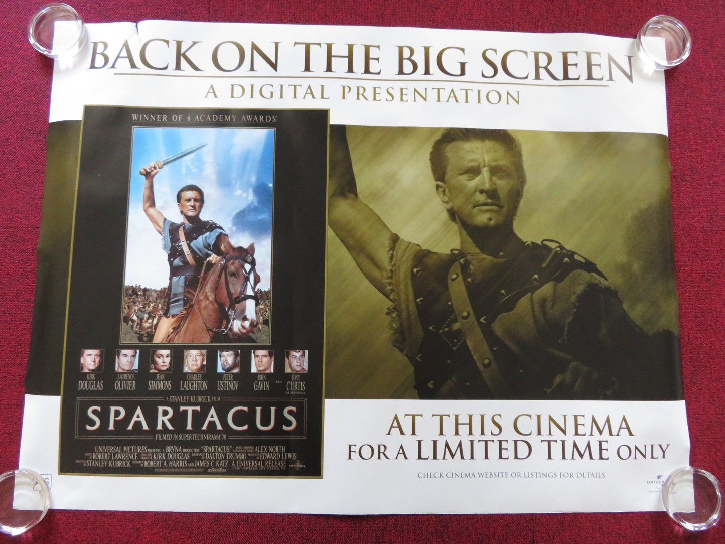 SPARTACUS - BACK ON THE BIG SCREEN UK QUAD (30"x 40") ROLLED POSTER HESTON 2009 Rendezvous Cinema Movie posters